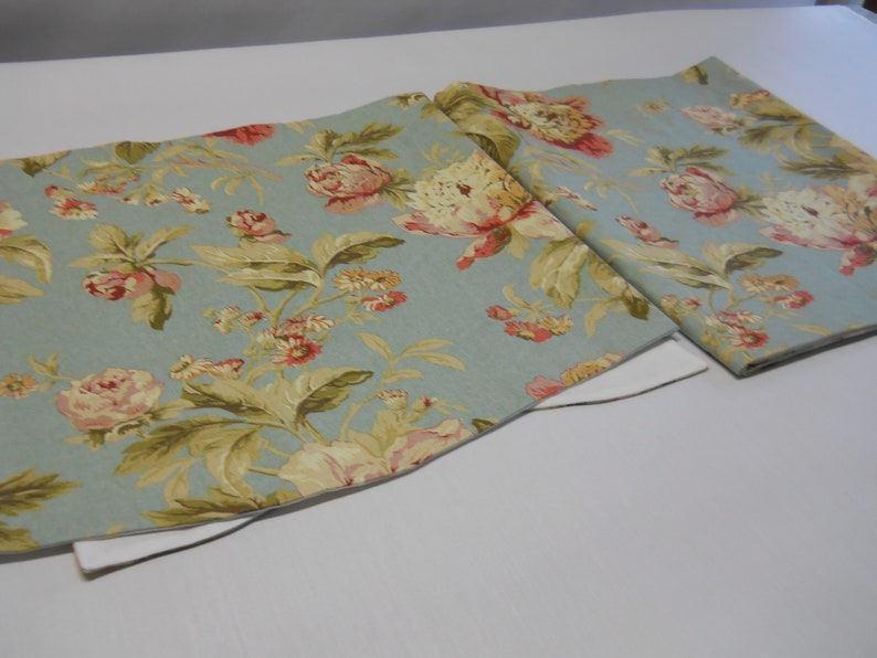 Waverly Fleuretta Mist Floral Print With Choice Of Scalloped or Straight Bottom Valance