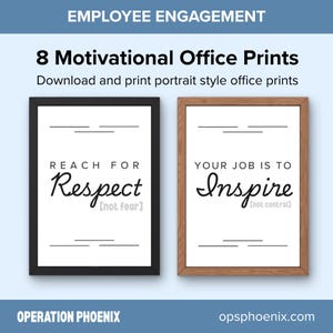 8 Motivational Office Prints | Downloadable Prints for Office | Office Decor | Leadership Gifts | Career Motivation | Leadership Motivation