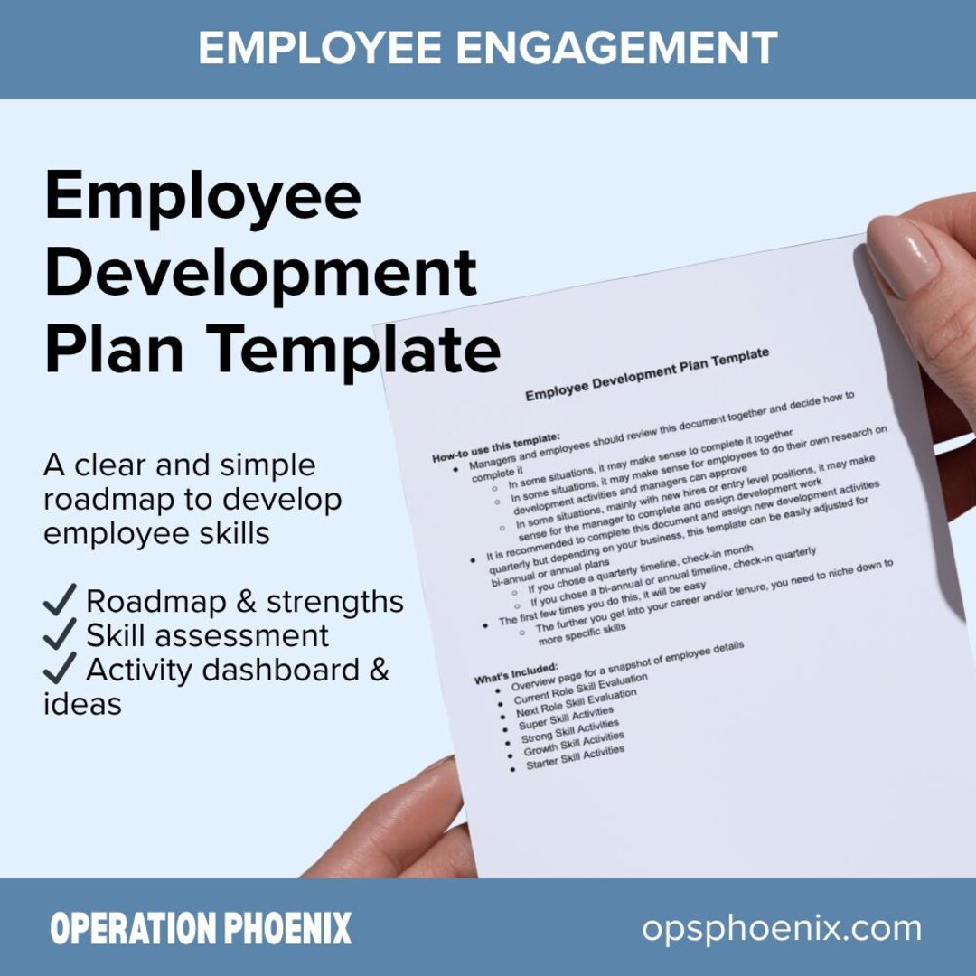 Employee Development Plan Template: Word Doc & Activity Roadmap - Etsy