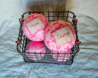 Breast Cancer Awareness Bowl Fillers, Pink Ribbon, Hope, Courage, Handstitched, Special Orders Welcome