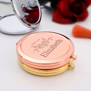 Personalized Makeup Mirror with Name,Custom Wedding Gifts,Bridal Party Gift ,Bridesmaid Gifts,Engraved Pocket Mirror,Birthday Keepsake Gifts