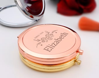 Personalized Makeup Mirror with Name,Custom Wedding Gifts,Bridal Party Gift ,Bridesmaid Gifts,Engraved Pocket Mirror,Birthday Keepsake Gifts