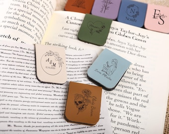Personalised Leather Magnetic Bookmark,Custom Name Leather Bookmark,Initials Leather Bookmark,Handmade Reader Gift,Christmas Gift