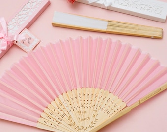 Abanico de seda personalizado con caja de regalo, abanicos personalizados para bodas, recuerdos de boda personalizados, decoración para ceremonias de boda, regalos para damas de honor