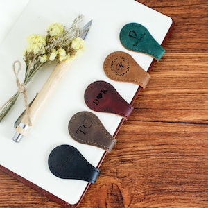 Engraved Leather Bookmark,Personalized Magnetic Bookmark,Book Accessories,Gifts For Book Lovers,Unique Book Accessories for Him or Her