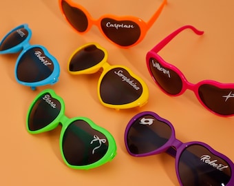 Custom Wedding Sunglasses,Personalized Heart Shaped Sunglasses,Birthday Party Sunglasses,Hen Party,Bridesmaids glasses,Concert Sunglasses