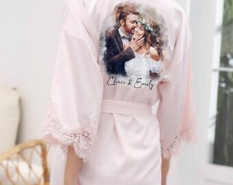 Personalized Bridal Party Robes for Bachelorette Party, Maid of Honor or Mother of the Bride Robes,Silk Cusom Bridesmaid Getting ready Robes