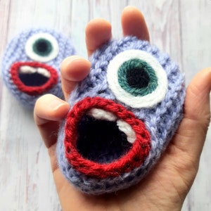 Wool Baby Monster Slippers - Wool Baby Booties, Crib Shoes