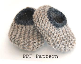 Knitting Pattern - Wool Baby Slippers, Sizes 0-18 Months, Instant Download PDF Instructions for 4 Sizes, Booties, Crib Shoes