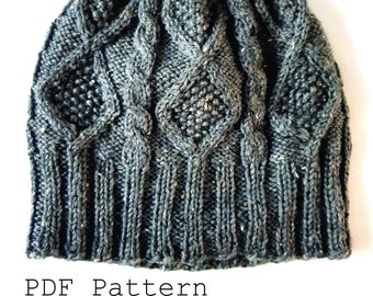 Knitting Pattern - Fisherman Cable Beanie, Instant Download PDF Instructions for Knit Hat, 2 Sizes fit Children to Adult