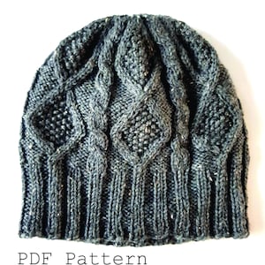 Knitting Pattern - Fisherman Cable Beanie, Instant Download PDF Instructions for Knit Hat, 2 Sizes fit Children to Adult