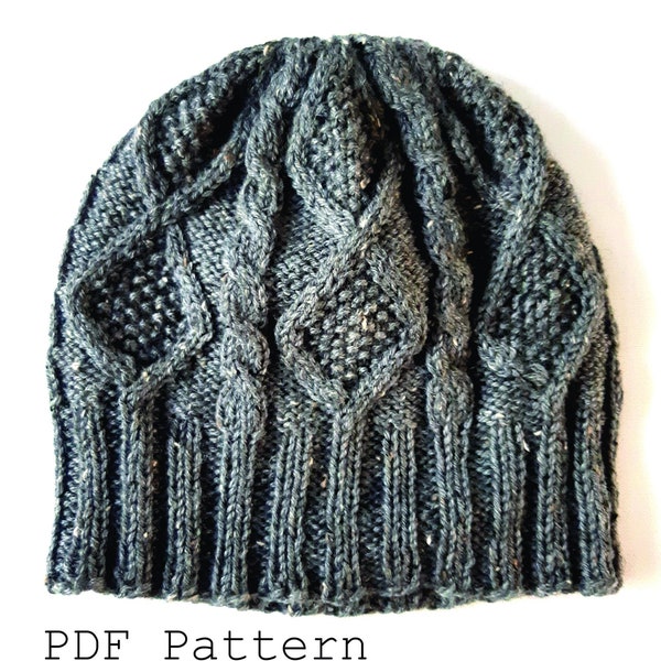 Knitting Pattern - Fisherman Cable Beanie, Instant Download PDF Instructions for Knit Hat, 2 Sizes fit Children to Adult