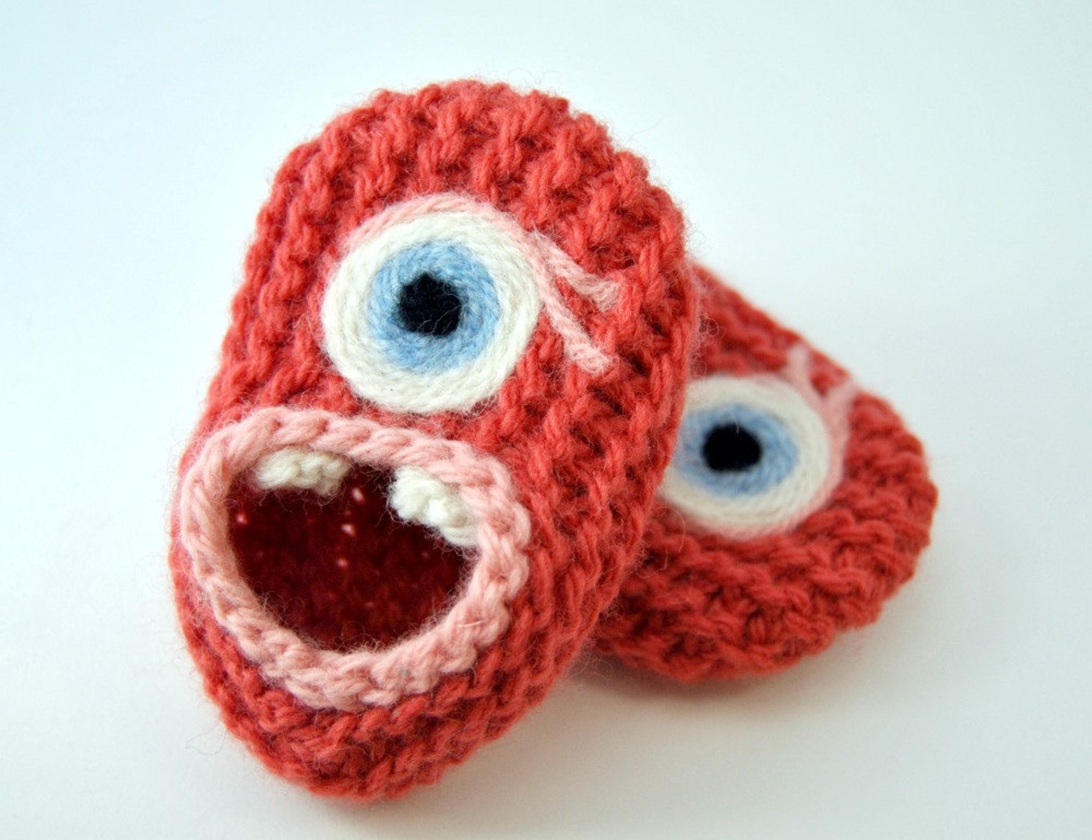Wool Baby Monster Slippers Pink With Eye Lashes Wool Baby Etsy