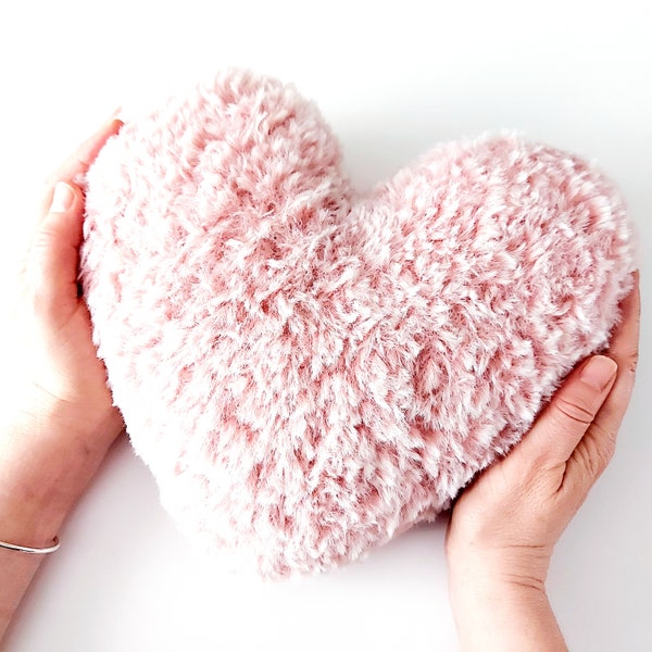 Knitting Pattern - Faux Fur Heart Pillow, How to Knit Stuffed Heart with faux fur yarn
