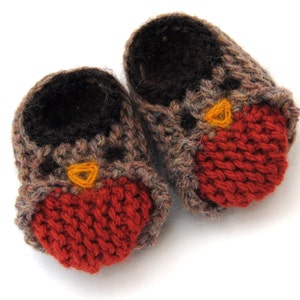 Wool Baby Robin Bird Slippers, Crib Shoes, Booties