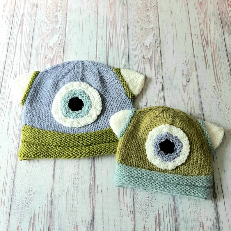 Knitting Pattern Monster Hat Beanie, 5 Sizes Baby, Toddler, Kids, Adult, Instant Download PDF Instructions image 7