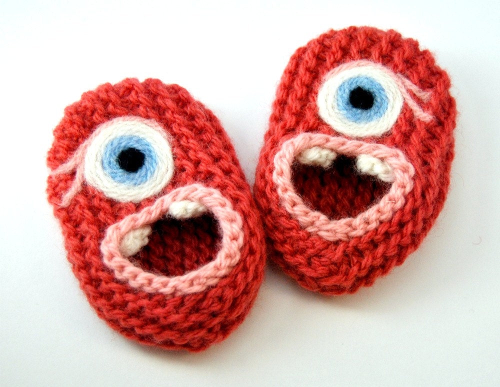 Wool Baby Monster Slippers Pink With Eye Lashes Wool Baby Etsy