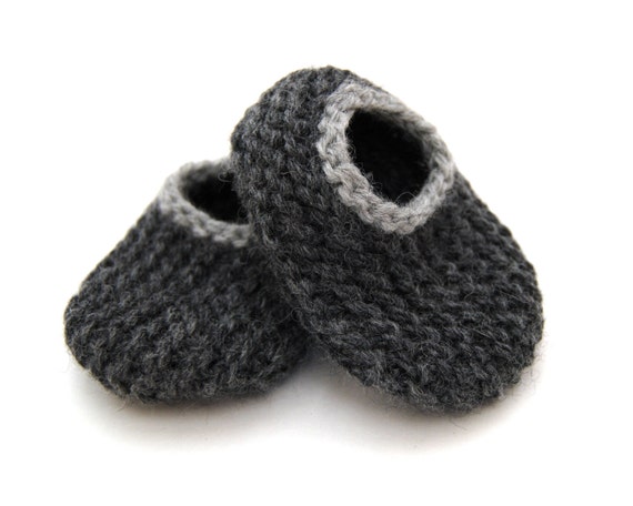 Zapatillas de lana para bebés Carbón con gris claro - Etsy