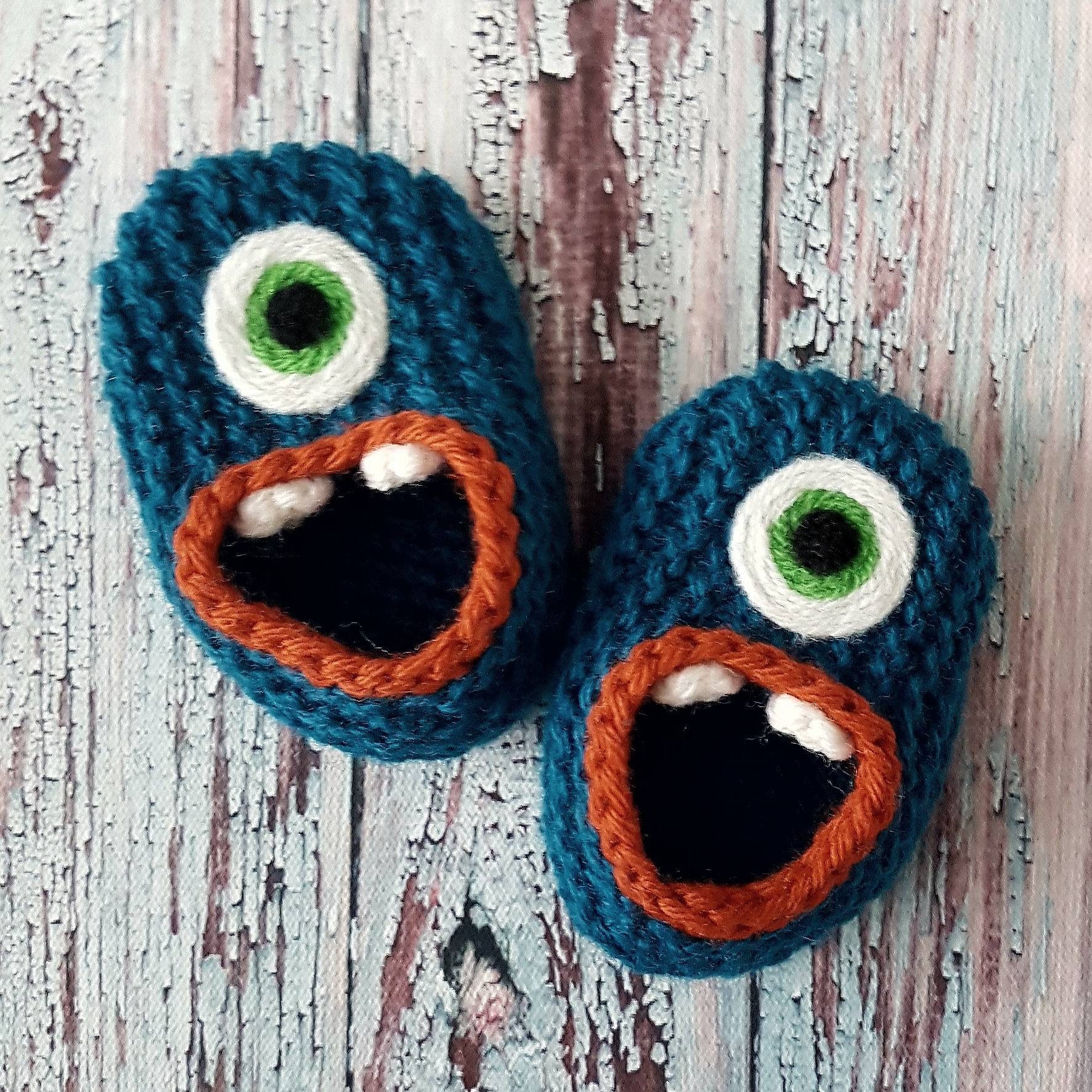 Wool Baby Monster Slippers Dark Teal Wool Baby Slippers Etsy