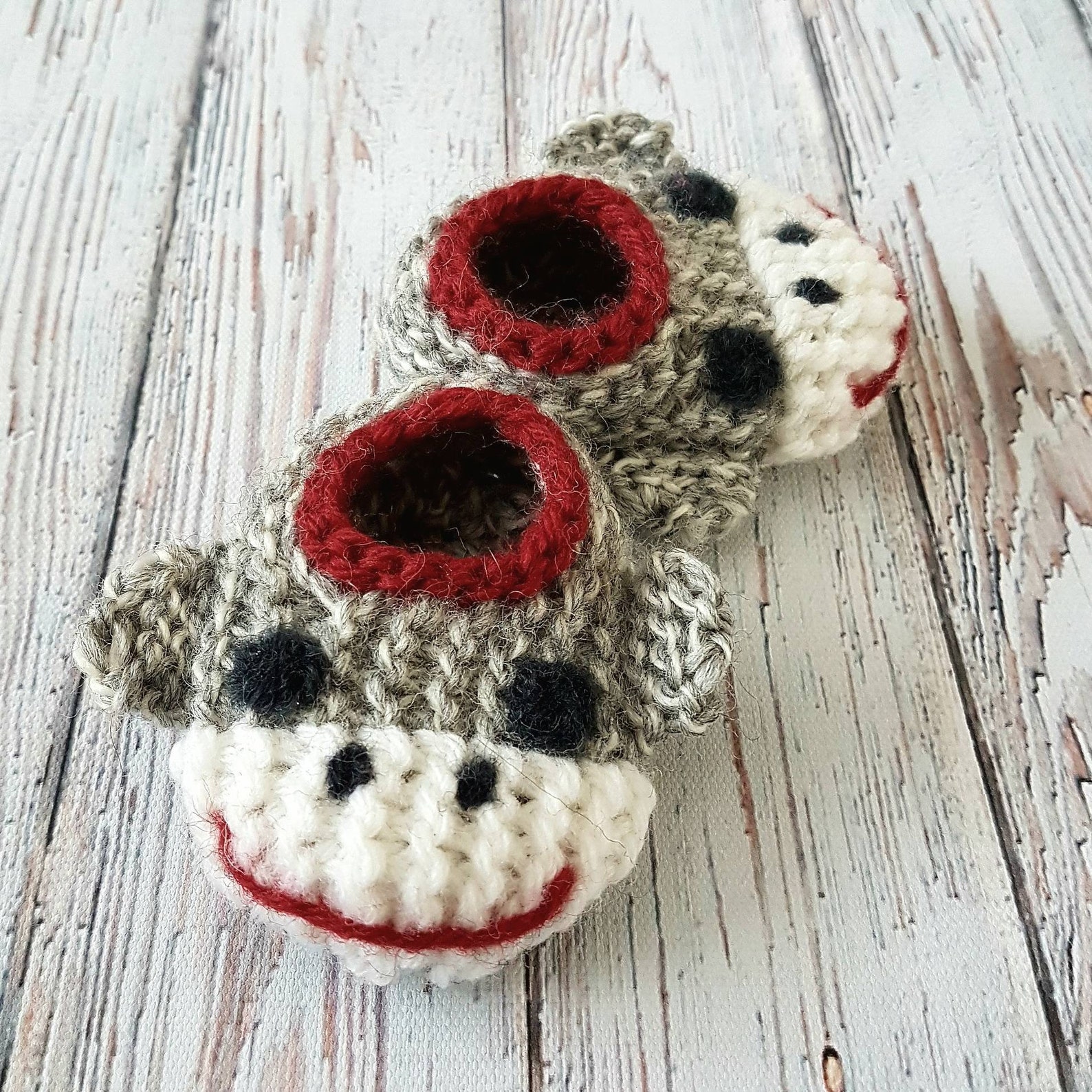 Wool Baby Sock Monkey Slippers Wool Baby Slippers Crib Etsy