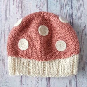 Wool Mushroom Hat Family Sizes Pink and Cream