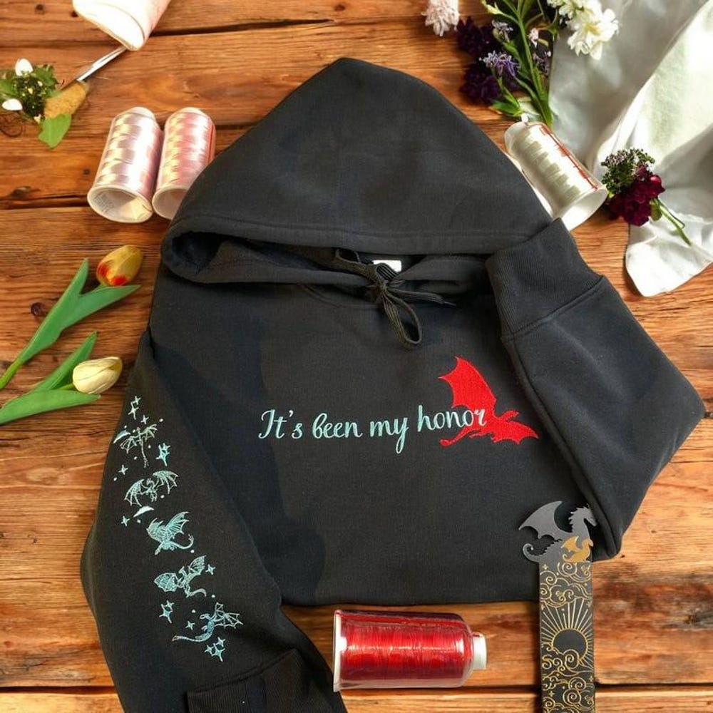 It'S Been My Honor Embroidered Shirt | Bookish Crewneck Original Hand Drawn | Fourth Wing Shirt | Basgiath War Shirt