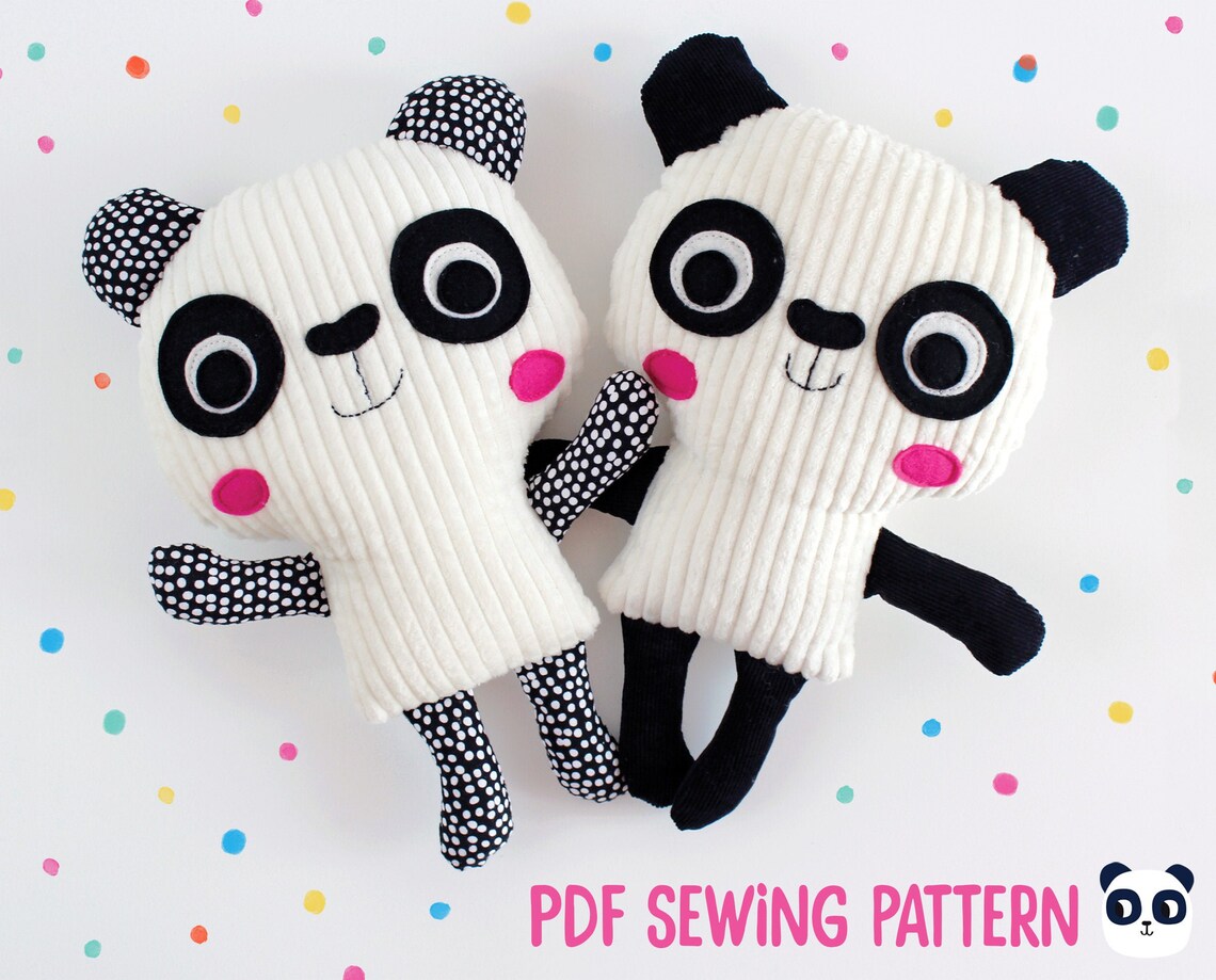 Panda plushie sewing pattern and tutorial sew your own cute Etsy