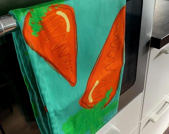 Paño de cocina de zanahoria, paño de cocina con estampado de zanahoria, paño de cocina vegetal