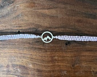 Mountain/Wave/Anchor Charm Bracelet, Custom Surfer Bracelet, Friendship Bracelet, Natural Hemp Bracelet