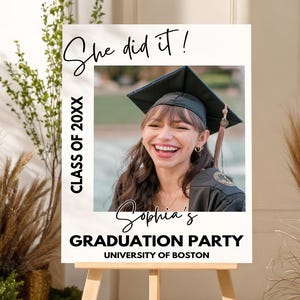 Editable Graduation Party Welcome Sign Template, Photo Graduation Welcome Poster, Modern Minimalist Graduation Welcome Sign Template