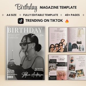Best Friend Birthday Magazine Template, Editable Birthday Magazine Gift, Customizable Birthday Gift, Magazine Bestie Gift,Printable Magazine