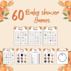 Baby Shower Game Bundle, Little Cutie Baby Shower Games, Modern Floral Baby Shower Games Pack, Baby Shower Trivia, Citrus Games Bundle