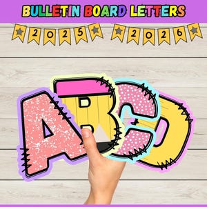 Back to School Bulletin Board Printable Bulletin Board Letters Alphabet Classroom Decor Seasonal Decor for Education Classroom Theme Teacher