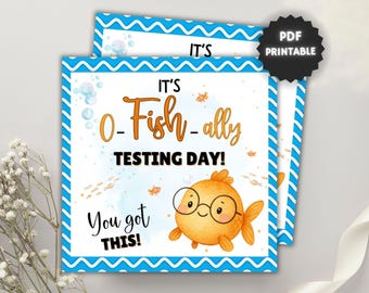 Fish Cracker Good Luck Testing Tag Printable Snack Tags Student Good Luck Test Tag Teacher Classroom Snack Testing Tag Good Luck Tags