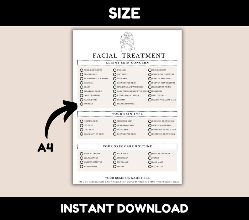 Editable Esthetician Facial Treatment Forms Templates, Printable ...