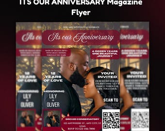 Anniversary Party Invitation Flyer Template, Digital Wedding Anniversary Magazine Cover, Save the Date Flyer, Vow Renewal, We Still Do