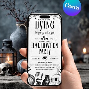 Vintage Halloween party Invitation, Editable Halloween Party Invite, Dying Halloween party invitation, Adults Halloween Costume party Invite