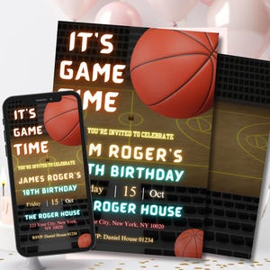 Basketball Birthday Invitation, Editable Sports Birthday Invitation, Sports Party invite, Sports Game Digital Invite, Sports Theme Invite