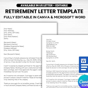 Modelo de carta de jubilación, carta de jubilación, aviso de jubilación, modelo de anuncio de jubilación, carta de jubilación al empleador