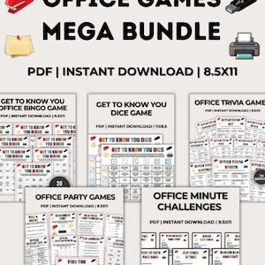 Office Games Printable Bundle, Office Party Games for Work, Fun Team Building, Happy Hour Activities Bundle, Printable Staff Meeting Game