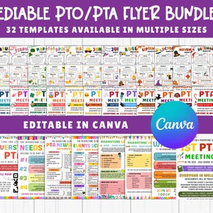 Redigerbart PTO PTA-flyerpaket, mallar för skolnyhetsbrev (Canva)