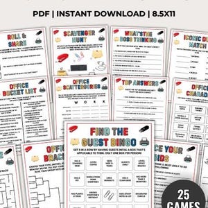 Office Games Printable, Happy Hour Activities, Office Party Games for Work, Fun Team Building, Icebreaker Games, Staff Meeting Game Cards