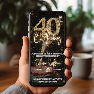 Digital 40th Birthday Invitation For Men, Forty Birthday Invitation, 40th Birthday invite, Fortieth E-Invite Template, Text Message