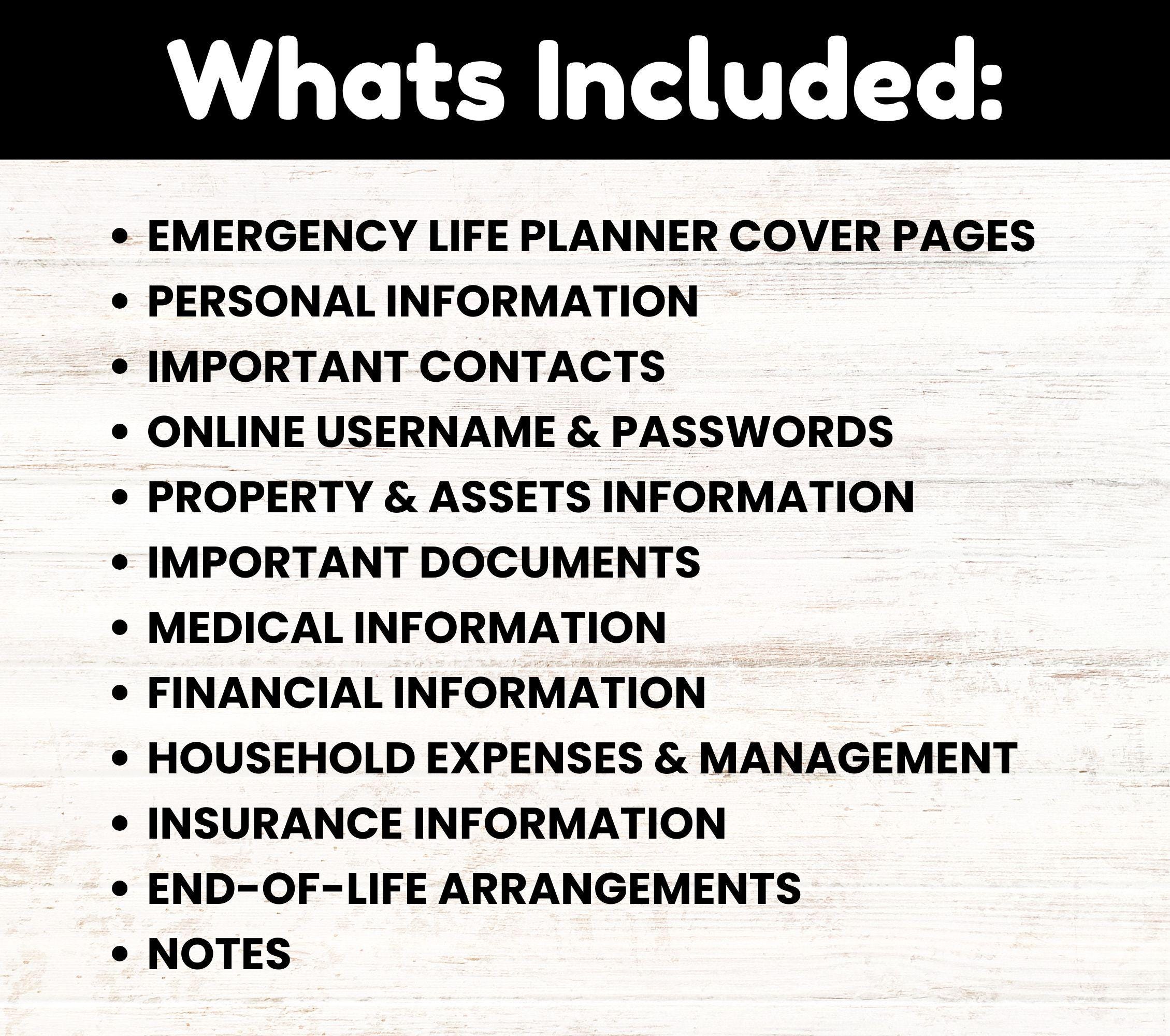 End of Life Planner Printable, What If Binder Digital, Just in Case of ...