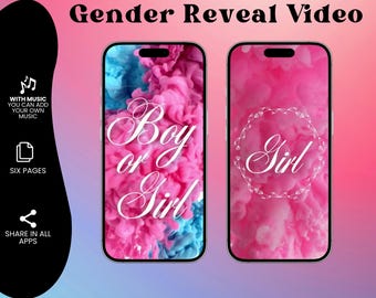 GIRL Gender reveal Video invitation, It's Princess Baby reveal annoucement, Digital pregnancy announcement video, gender reveal Smoke