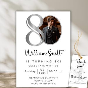 Surprise 80th Birthday Photo Invitation, Editable 80th birthday invitation, Digital Men or Women Photo Birthday Invite, Look Who&#39;s 70
