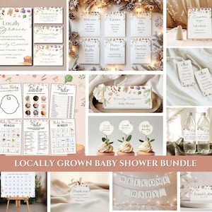 Lokal gewachsenes Babyparty-Einladungspaket, Bauernmarkt-Babyparty-Einladungspaket, Lokal gewachsenes einladen, selbstgebautes einladen Dekor