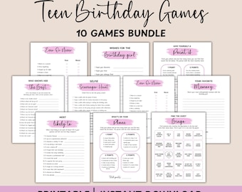 Teen Birthday Games Printable, Girl Birthday Party Games for Her Sweet 16 Birthday, Party Games Teenager Birthday Activities