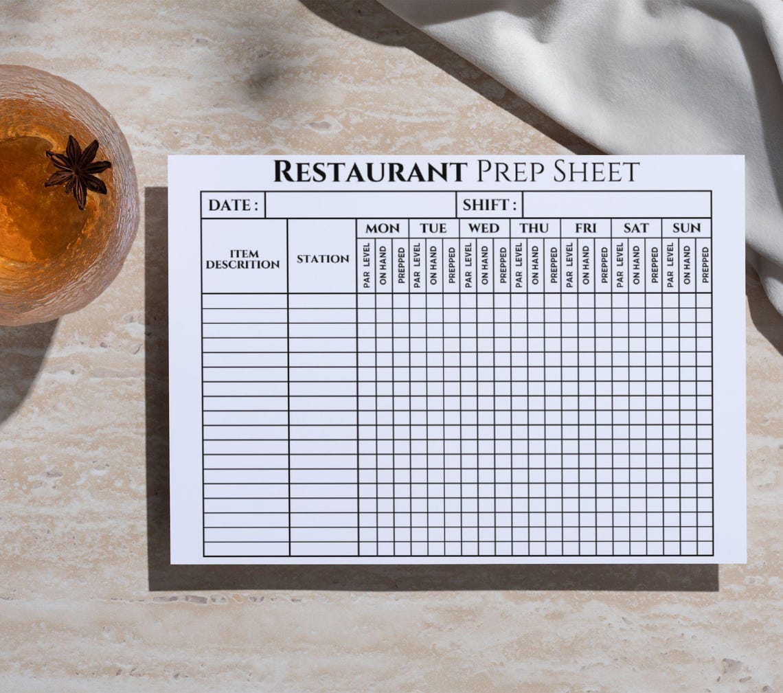 creating a menu prep sheet - caterease support Images... Edittable Restaurant Prep Sheet, Food Prep Chart, Food Prep Sheet ...