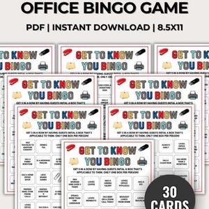Zabawna aktywność budująca zespół, 30 kart bingo do wydrukowania „Znajdź współpracownika, który cię zna”, bingo „Poznajmy się”, gra na przełamanie lodów na imprezie biurowej